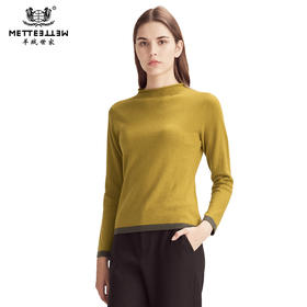 【半价款】METTE羊绒世家秋冬女士半高领100%山羊绒衫拼接保暖毛衣