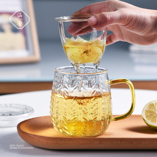 茶杯-玻璃泡茶杯-麦穗三件杯圆款（420ml）、六角款（450ml） 商品图4