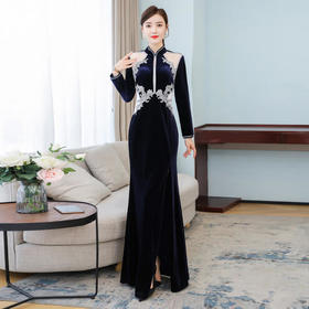 AHM-lfqp9556新款复古气质优雅收腰改良旗袍裙