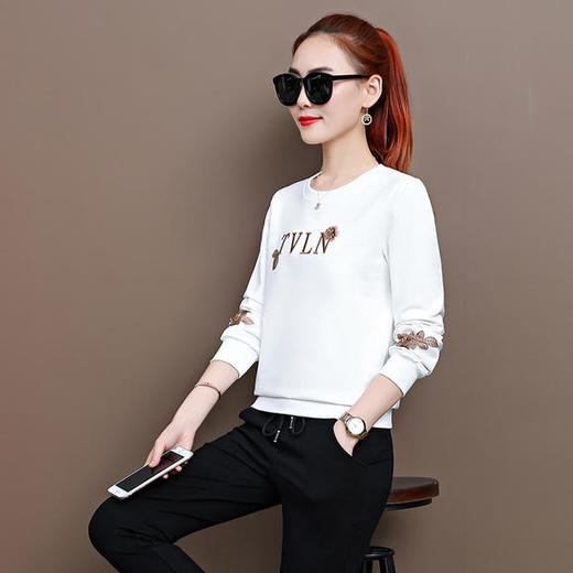 SP313991新款时尚气质休闲纯棉圆领长袖卫衣裤子两件套 商品图1