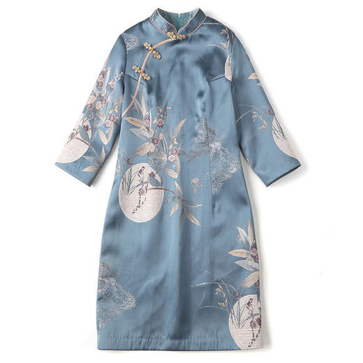 AYK-QF-200821时尚修身提花梅竹旗袍连衣裙 商品图4