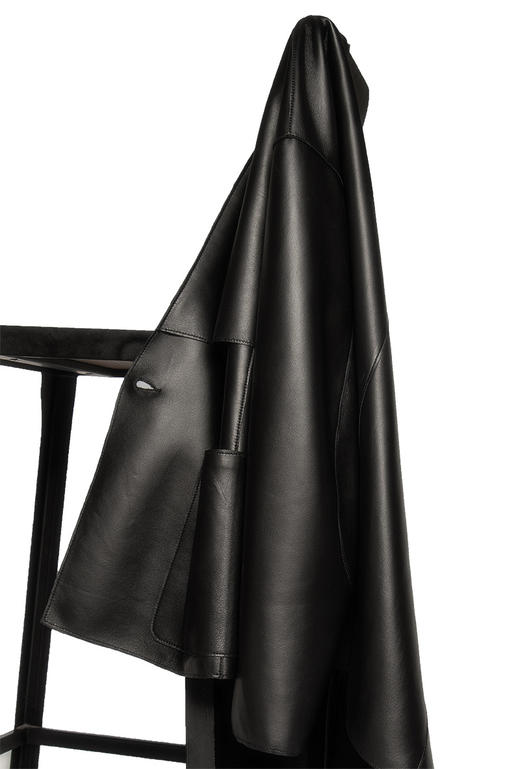 上海旗袍厂DX-2033长袖V领真皮皮衣秋冬新款法式慵懒气质显瘦百搭短款衣外套 商品图3