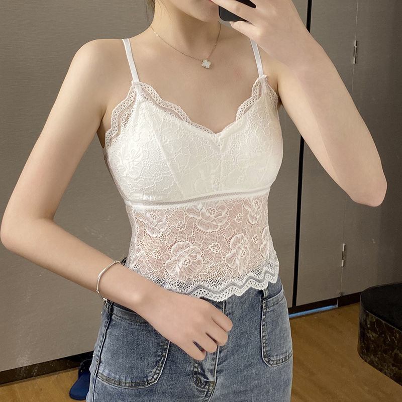 法式蕾丝裹胸可调节肩带净色美背性感舒适吊带抹胸无钢圈