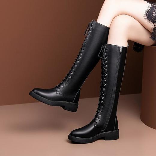 MT-6071高端新款真皮系带显瘦高筒马丁靴 商品图2