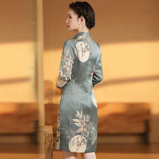 AYK-QF-200821时尚修身提花梅竹旗袍连衣裙 商品图2