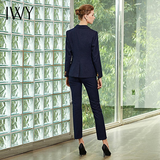 IWY/藏青色条纹长袖西装长裤套装C180-L+P179-L 商品图3