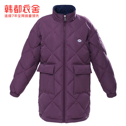 韩都衣舍2021冬装新款宽松立领加厚外套中长款羽绒服女OM81778堯 商品图3