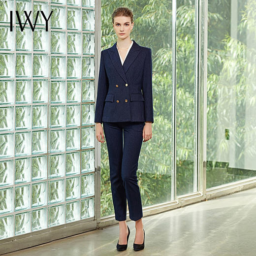 IWY/藏青色条纹长袖西装长裤套装C180-L+P179-L 商品图2