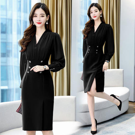 WZNH-BBL3130秋季新款简约韩版气质舒适连衣裙 商品图1