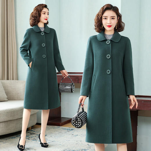 上海旗袍厂KQ-83807气质高品质羊毛双面呢大衣2020冬方领显瘦喜婆婆大红大码毛呢外套 商品图1