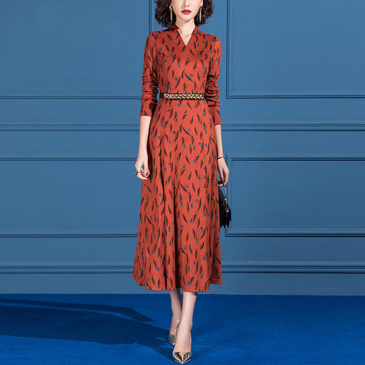 SSGS-42068时尚通勤花色连衣裙 商品图0