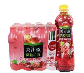 美汁源爽粒红葡萄花语+玫瑰饮料420ml