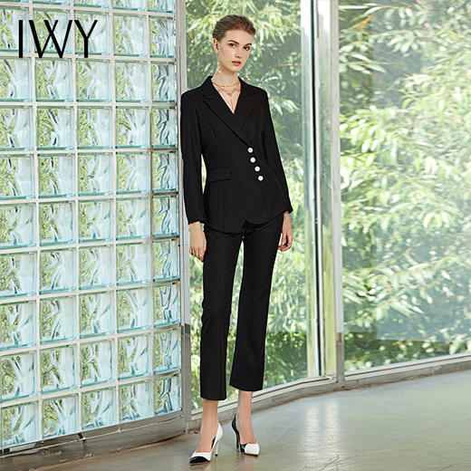 IWY/黑色长袖西装长裤套装C10407-B+P10407-B 商品图2