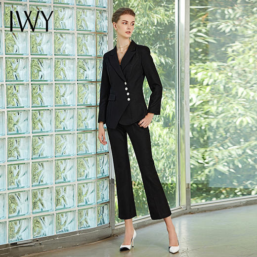 IWY/黑色长袖西装长裤套装C10407-B+P10407-B 商品图0