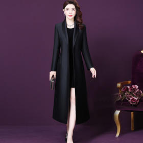 WXY-W-YH-F058秋新款西装领大码长款赫本风流行法式外套