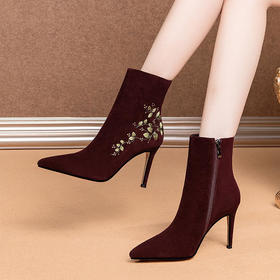 OLD-C3110秋冬季新款尖头羊皮绣花短靴