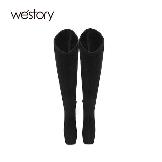 westory2020冬季新款真皮弹力休闲舒适高筒长靴女W20DI80101 商品图2
