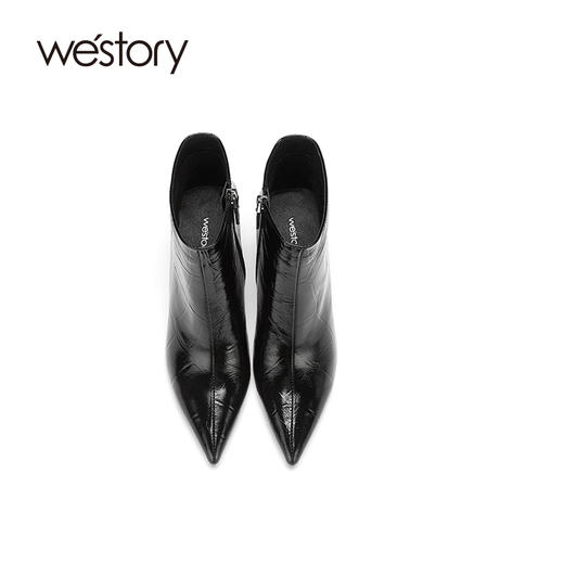 westory2020冬季新款短靴高跟细跟尖头女鞋瘦瘦靴W20DS80011 商品图2