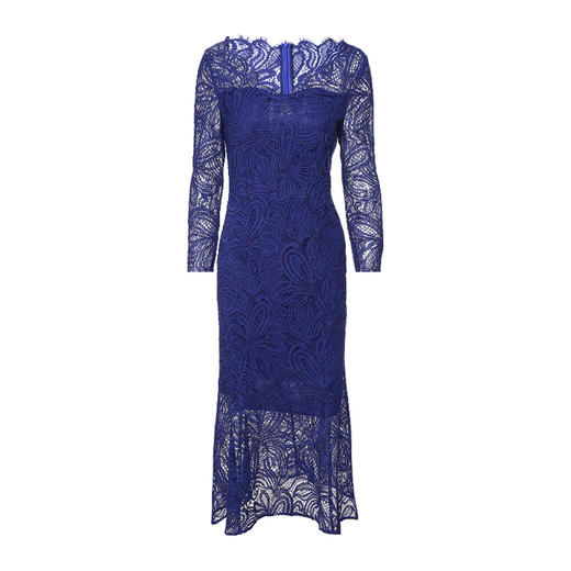 EITIE爱特爱秋季新款时尚气质V领蕾丝钩花收腰鱼尾包臀连衣裙C20075138 商品图5