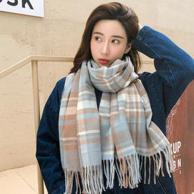 JSY-新款仿羊绒彩格围巾女欧美韩版日系时尚秋冬新款保暖披肩围脖