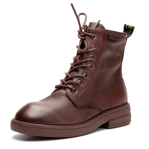 TNG-T57520-1女靴2020秋冬新款系带马丁靴头层牛皮短靴 商品图3