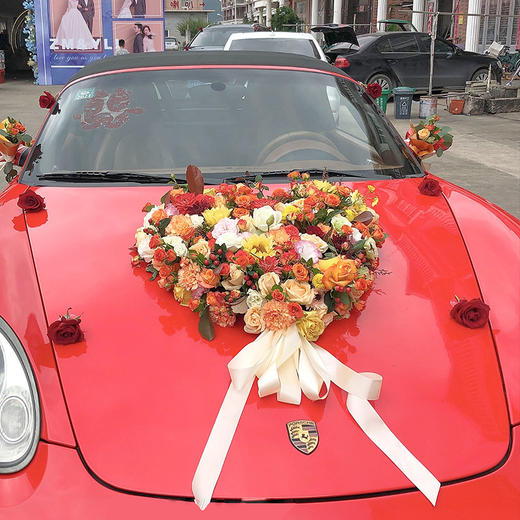 新郎新娘结婚接亲主婚车鲜花装饰搭配手捧花婚车花车花饰套餐结婚新人主婚车鲜花装饰豪华气派可上门布置 商品图3