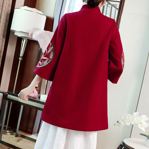 上海旗袍厂KDS-978中国风复古改良日常旗袍2020冬新款毛呢外套女短款大衣 商品图5