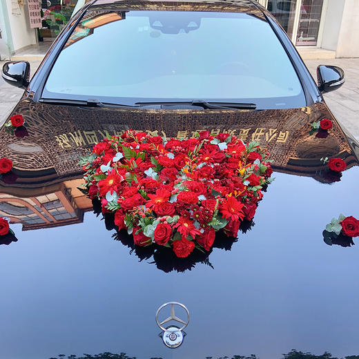 新郎新娘结婚接亲主婚车鲜花装饰搭配手捧花婚车花车花饰套餐结婚新人主婚车鲜花装饰豪华气派可上门布置 商品图2