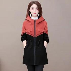 YWE-YB20A32空气层连帽风衣外套女中长款2020秋新款修身长袖气质减龄时尚大衣