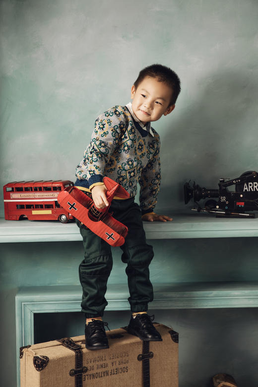 男童V领提花毛衫 商品图5