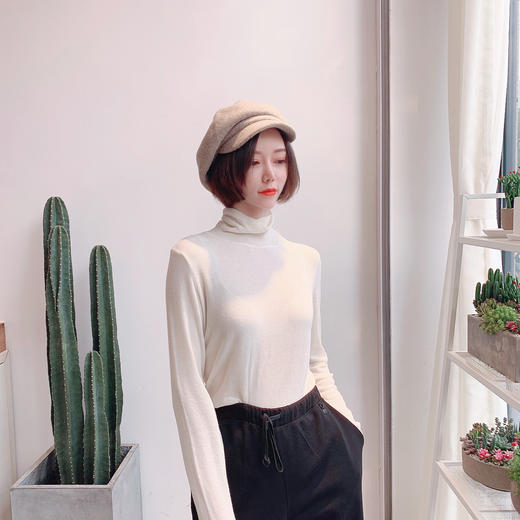 纯色堆堆领打底衫2020秋冬韩版百搭修身显瘦 商品图1