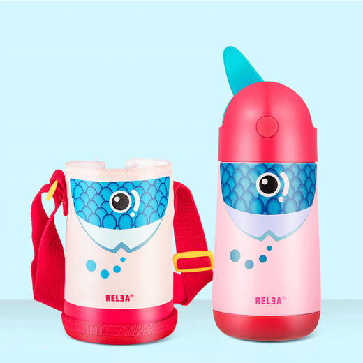 【物生物飞鸟儿童保温杯带吸管】居家日用水杯可爱便携水壶不锈钢杯套 商品图1