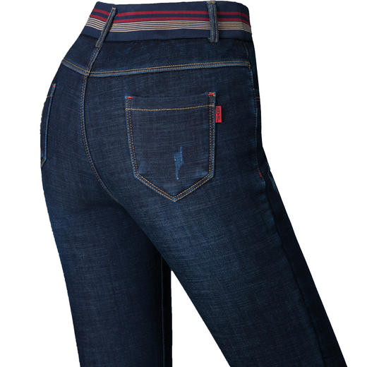 HSS-1955冬季加绒加厚牛仔裤女修身显瘦小脚裤弹力高腰大码中年妈妈裤 商品图4