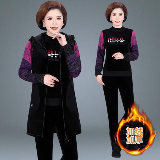 SP-HD229761休闲时尚洋气显瘦金丝绒套装 商品图1