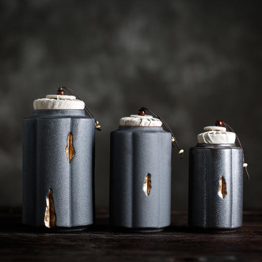 【手工复古粗陶密禅器陶瓷茶叶罐】封罐大小号茶仓居家日用红茶普洱储茶罐 商品图0