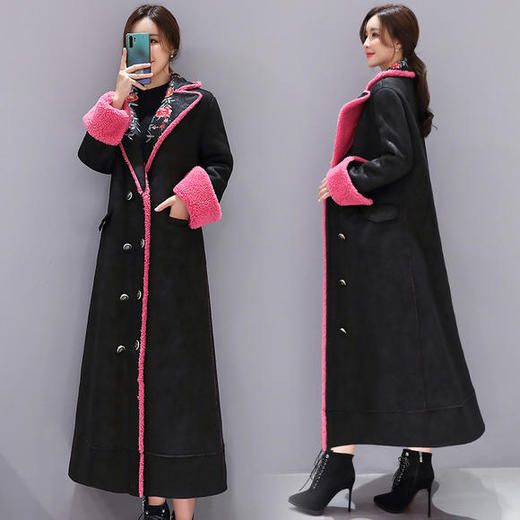 WZNH-WZ208879无腰带棉纯色法式气质翻领民族长款外套 商品图3