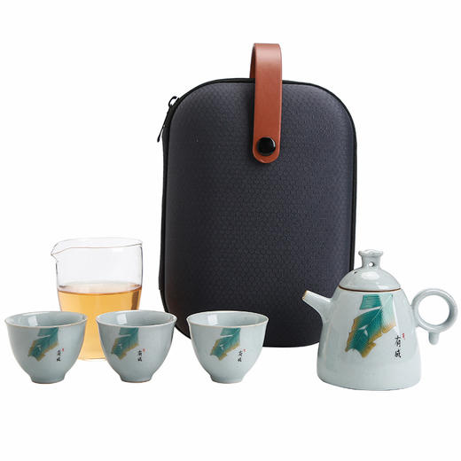【芭蕉叶旅行茶具便携式一壶三杯】居家日用公道杯陶瓷功夫茶具小套装父亲节礼物 商品图4