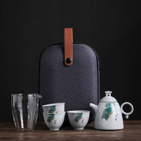【芭蕉叶旅行茶具便携式一壶三杯】居家日用公道杯陶瓷功夫茶具小套装父亲节礼物