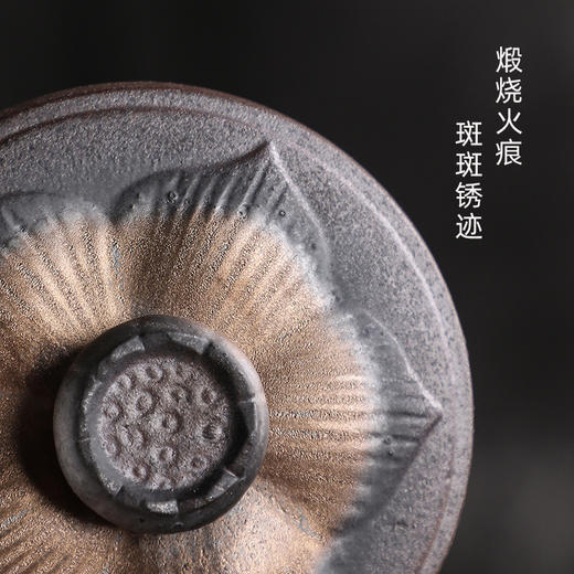 【景德镇铁釉陶瓷功夫茶具】大号粗陶三才盖碗茶杯居家日用手工复古泡茶碗 商品图3