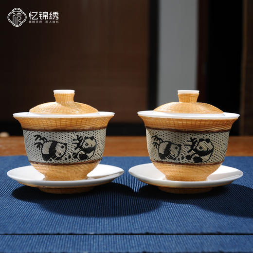竹丝扣瓷-熊猫盖碗（精编） 商品图1