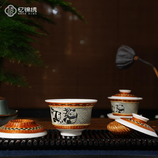 竹丝扣瓷-熊猫盖碗（普编） 商品图3