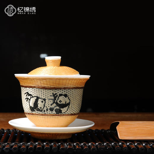 竹丝扣瓷-熊猫盖碗（精编） 商品图0