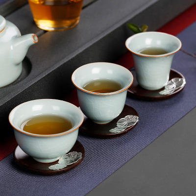 汝瓷茶具开片品茗杯女式冰裂闻香杯家用主人杯功夫小茶杯可养单杯 商品图1