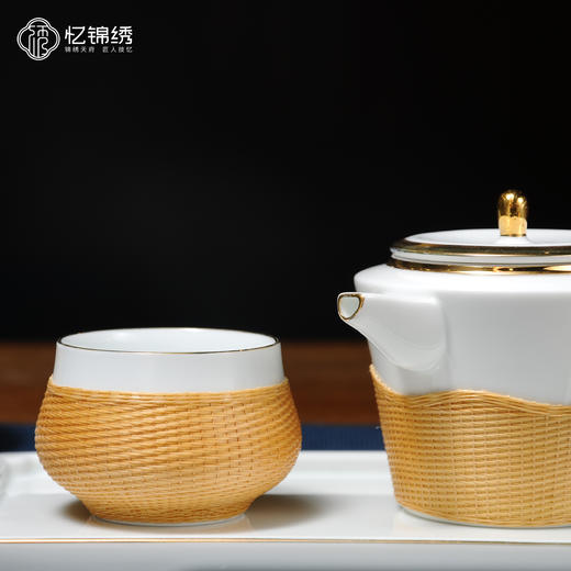竹丝扣瓷-侧把手白瓷四头茶具（精编） 商品图1