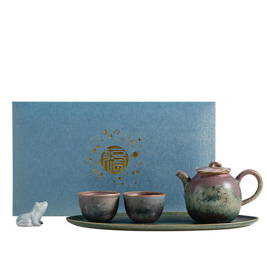 【荷塘月色功夫茶具小套装】简约居家日用一壶二杯陶瓷茶壶茶盘礼盒 商品图5