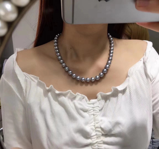 【日本海水真多麻项链】9-9.5mm 圆 强光皮光好 瑕疵还好 孤品一条 s