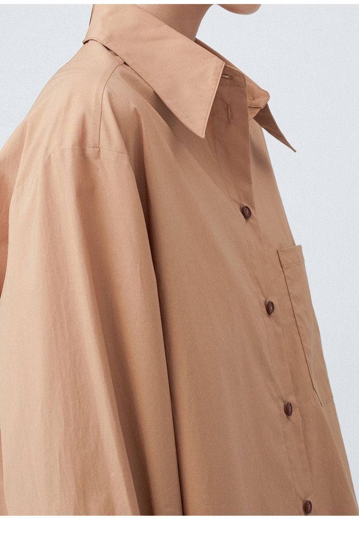 hidemi奶油卡其色廓形简约衬衫 - hidemi