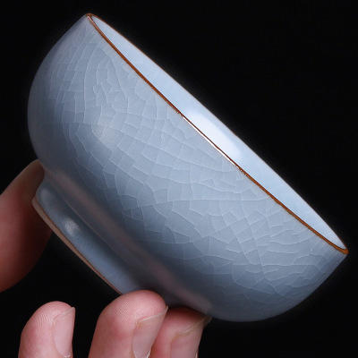 汝窑品茗杯开片主人杯单个复古冰裂杯大号家用陶瓷功夫茶杯禅定杯 商品图1