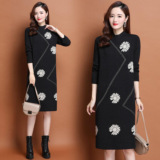 上海旗袍厂PY-60229  秋季新款韩版时尚宽松内搭针织裙中长款洋气外穿打底衫 商品图1