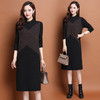 上海旗袍厂PY-60227   秋冬新款大码时尚宽松长袖条纹针织连衣裙中长款过膝打底裙 商品缩略图1